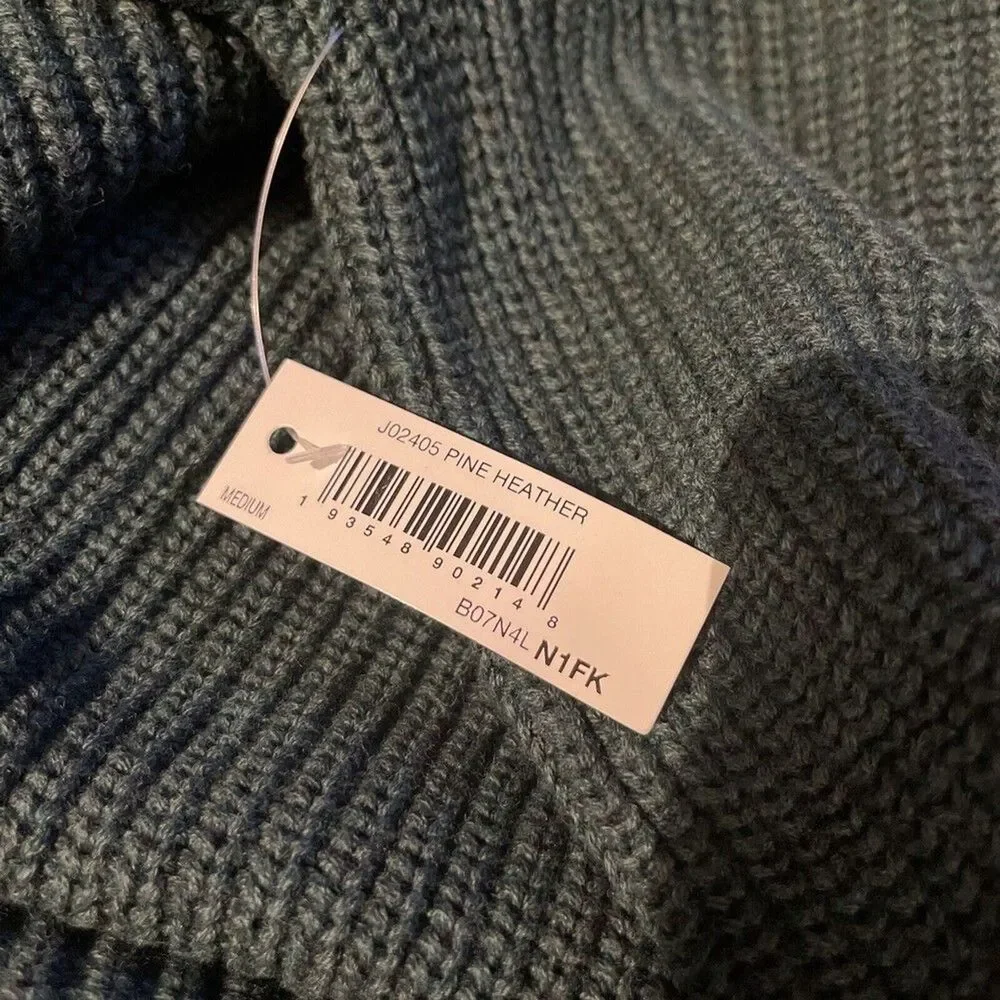 Goodthreads Women’s Size M Knit Sweater Green Cotton Shaker Stitch Round Neck